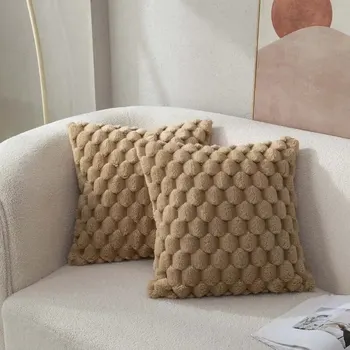 1pcs Pineapple Grid Turtle Pattern 3D Soft Plush Throw Pillowcase,Cream White For Living Room Sofa Bedroom Home Room Decor 4