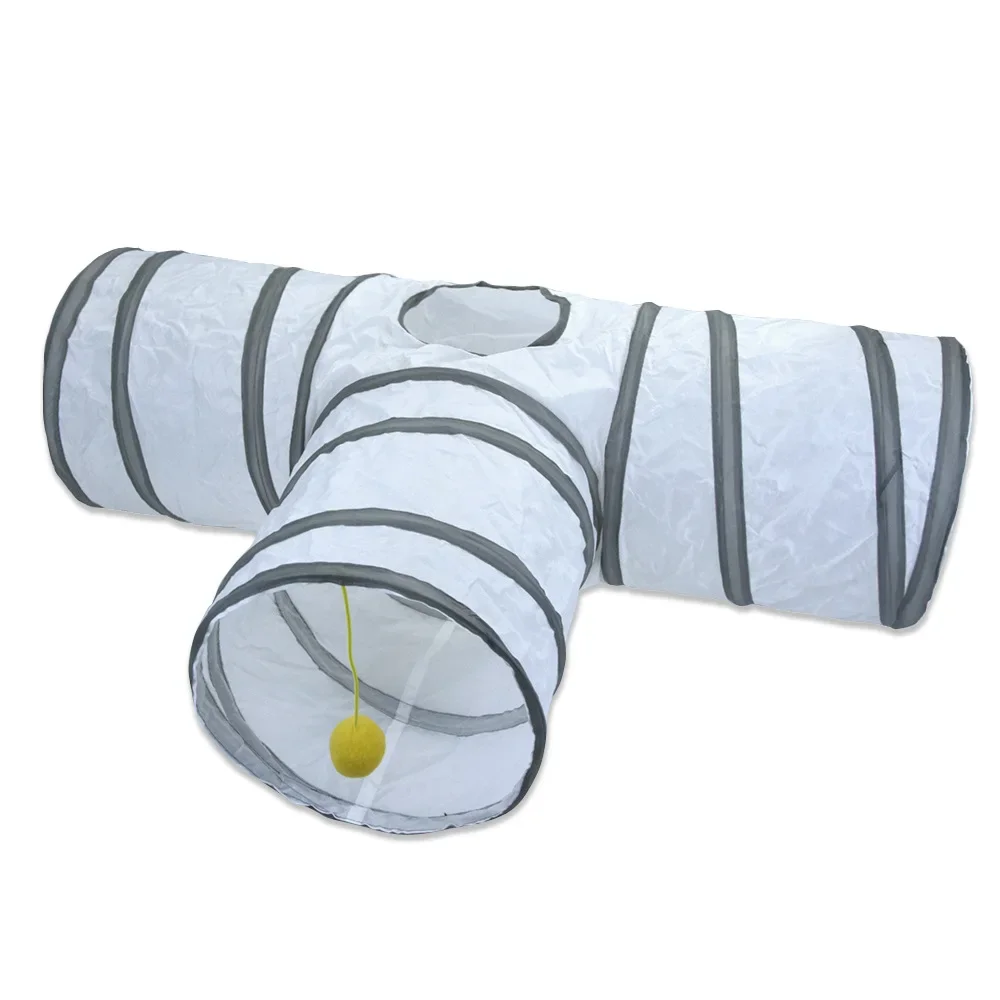 New Pet Cat Tunnel Toys Foldable White Pet Cat Kitty Training Interactive Fun Toy For Cats Rabbit Animal Play Tunnel Tube