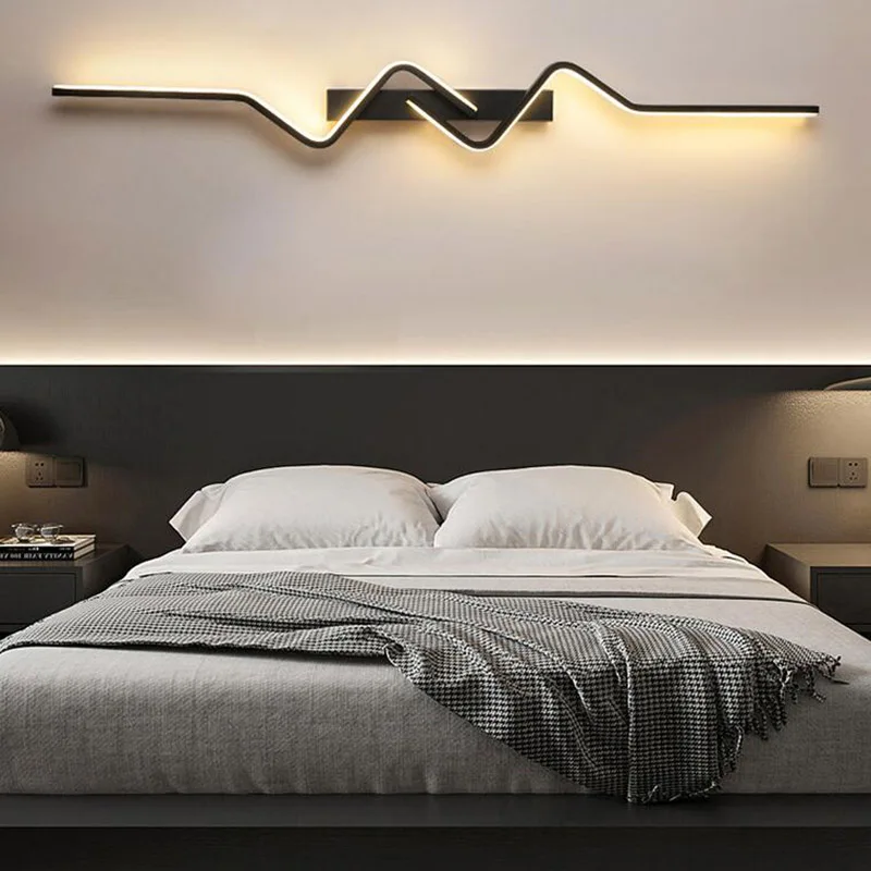 Modern LED Wall Lamp Long Bar Scone Home Decor Living Room Bedroom Minimalist Wall Light Bedside Background Interior Lighting