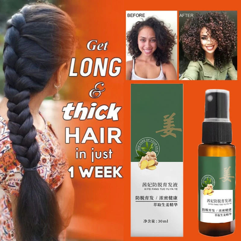 

3pc Ginger Serum Hair Growth Products Fast Regrowth Oil Hair Loss Medicine Enhancer Care Beauty Scalp Treatment Repair Spray