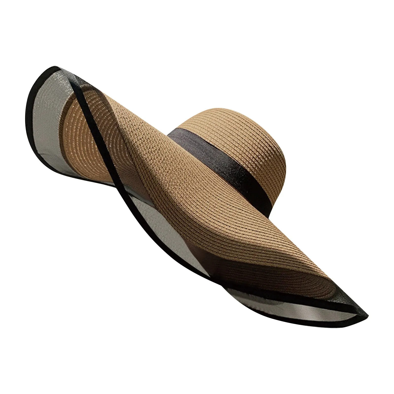 Women'S Vintage Straw Sun Hat Big Eaves Waves Beach Hawaiian Cap Ladies Light Gauze Brim Elegant Sun Protection Cap Holiday_voghion.com