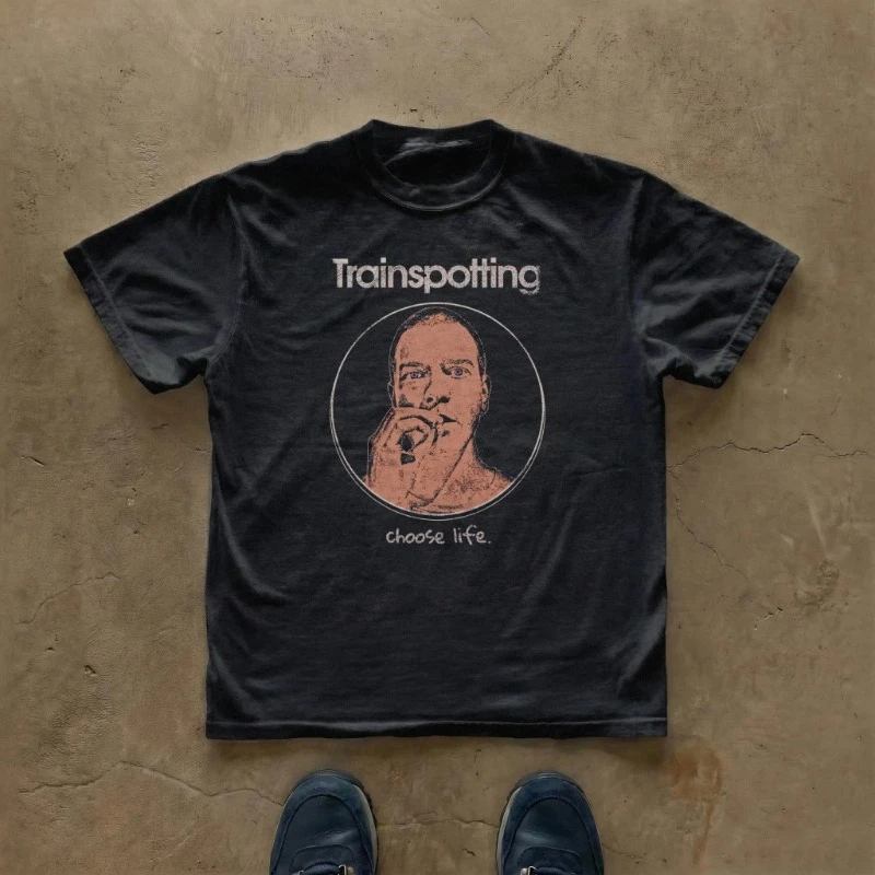 Trainspotting Movie Tee Choose Life Zitat T-Shirt 90er Jahre Britischer Kultfilm Kurzarm Herren T-Shirts für den Sommer Unisex