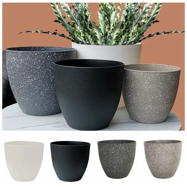 Frosted Imitation Stone Flower Pots Gardening Flowers Green Plant Pots European Style Thickened and Durable Plastic Flower Pots 1