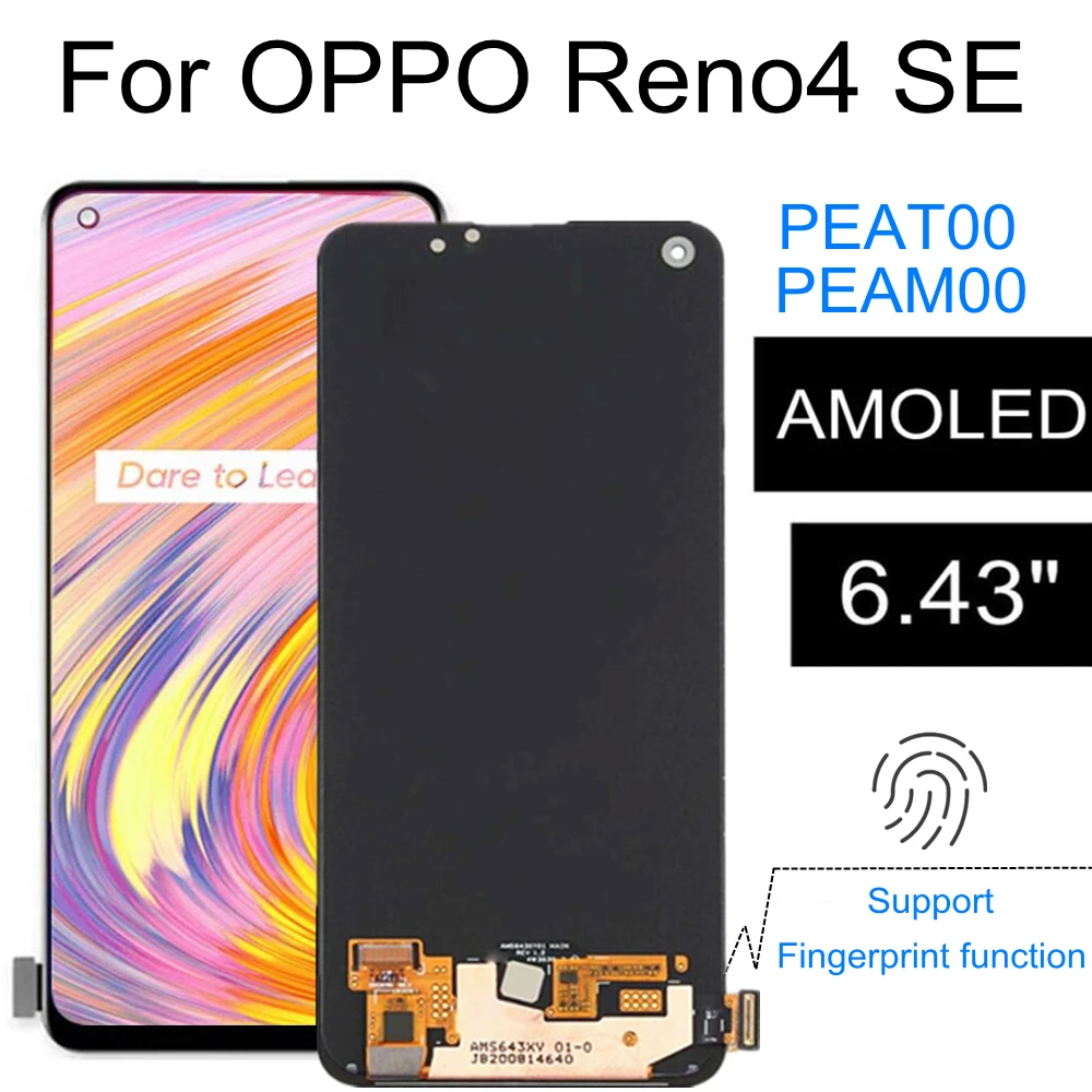

6,43 AMOLED для OPPO Reno4 SE Reno 4 SE PEAT00 PEAM00 ЖК-дисплей
