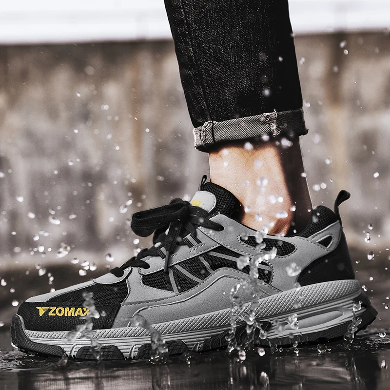 

Эластичные мужские повседневные рабочие ботинки на плоской подошве, защитные износостойкие водонепроницаемые стильные утолщенные ботинки с защитой от ударов
