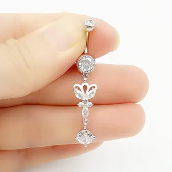 925 Sterling Silver Navel Piercing CZ Belly Button Ring for Women Belly Button Piercing Body Jewelry