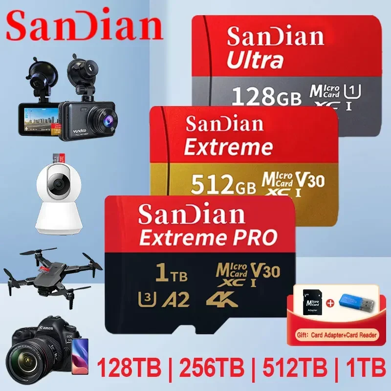 

1TB Mini Flash SD card 128GB High Speed Memory Card 256GB Class10 Micro TF/SD 512GB Smart SD Card for Smartphone/PC/Camera