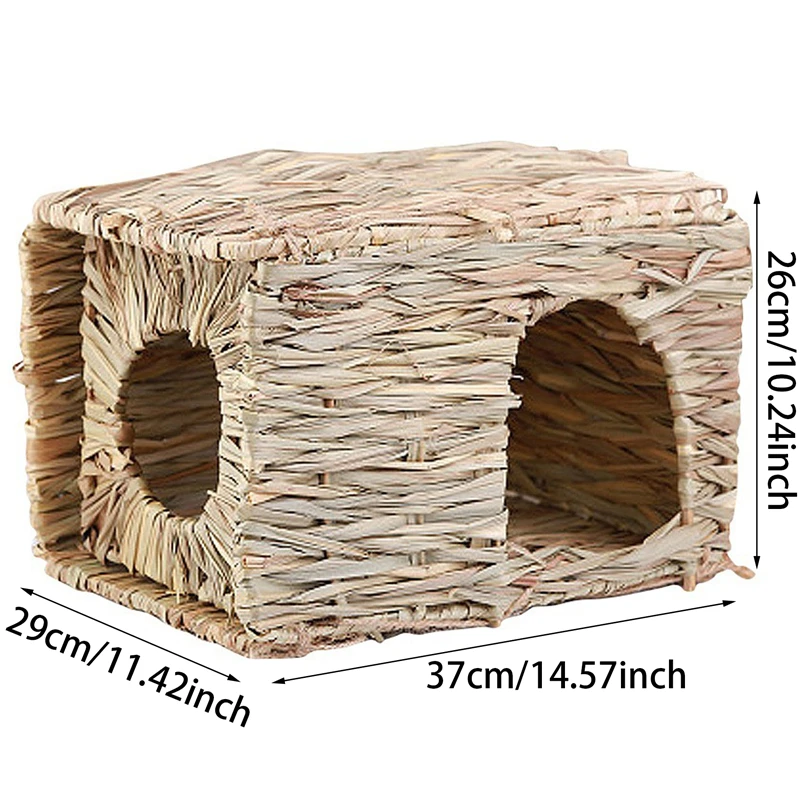 Foldable Woven Rabbit Cages Pets Hamster Guinea Pig Bunny Grass Chew Toy Mat House Bed Nests For Small Animal Rabbit Accessories