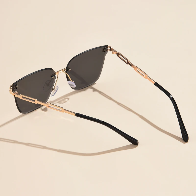 Wandern Frauen Randlose Legierung Cat EyeAnti Licht Gläser Farbverlauf Braun Schneiden Objektiv Brillen Für Weibliche Marke Designer Shades – Detail 4