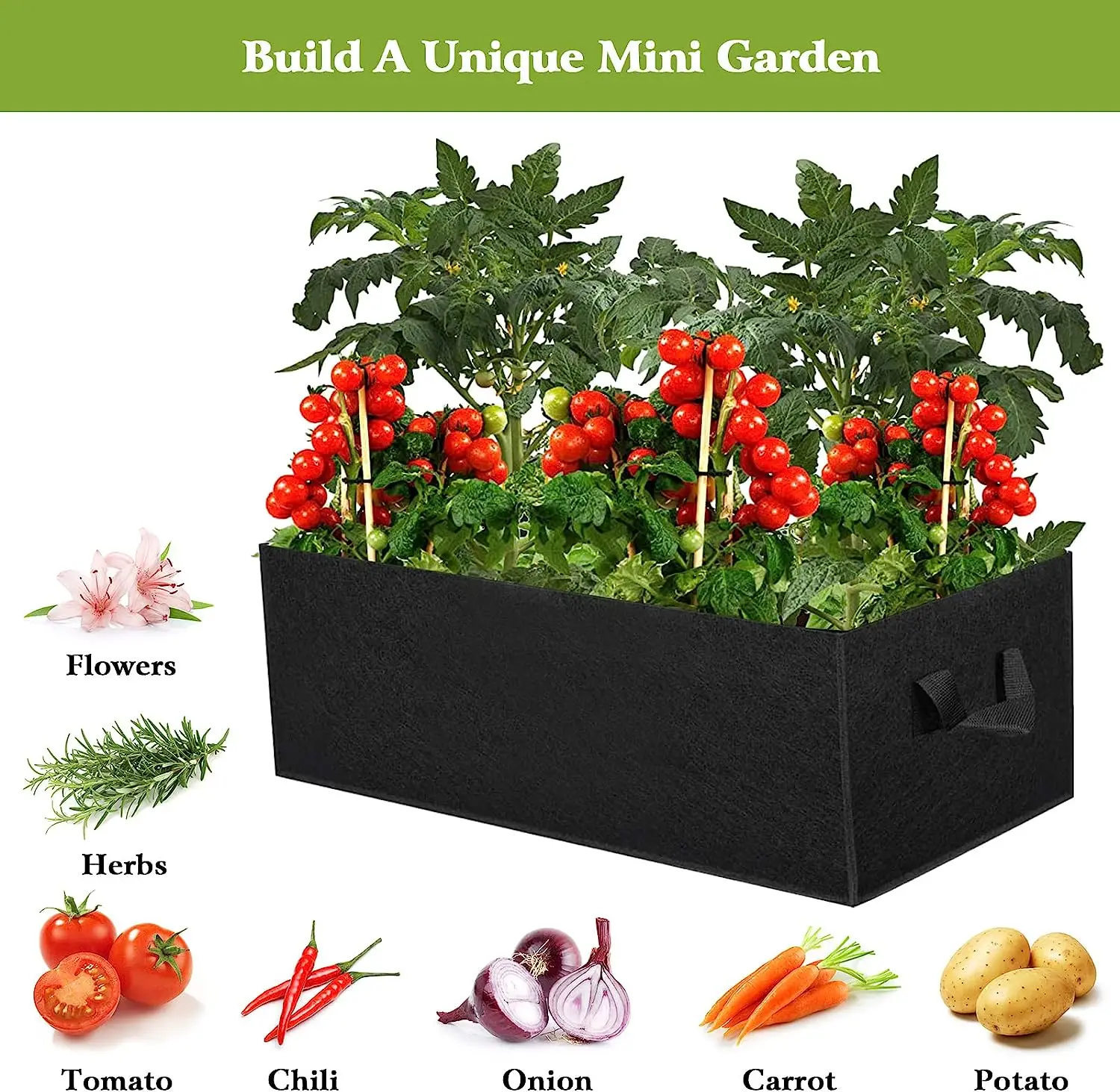 6/3pcs Fabric Plant Pots Rectangle Grow Bags Gardening Vegetable Tomato  Strawberry Handle Planting Container Growing Planter - Grow Bags -  AliExpress