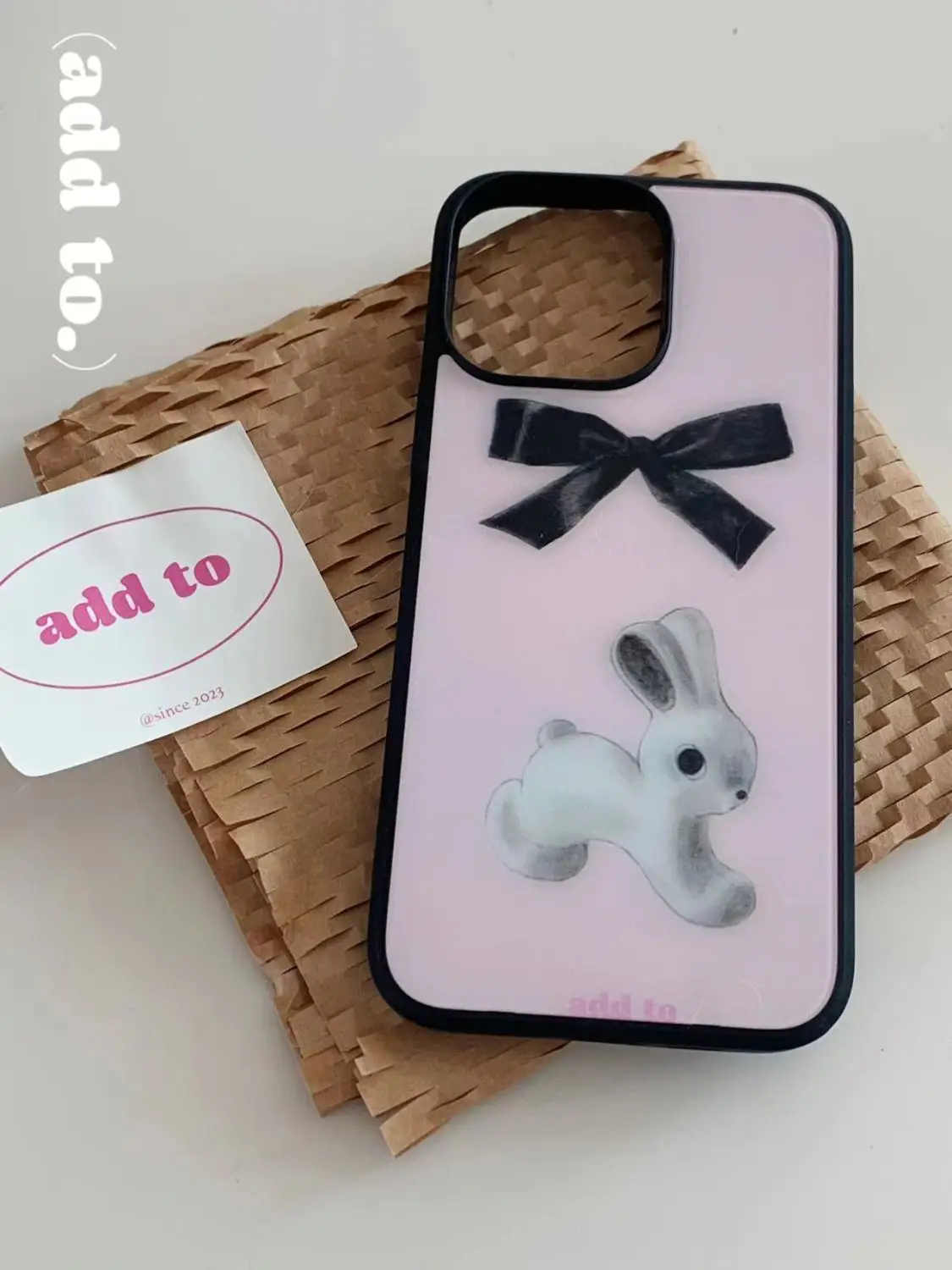 Capa de Telefone Rosa Coelho dos Desenhos Animados Bonito Arco Telefone Case Moda Kawaii Apto para Iphone 14 11 12 13 Pro Max xr xs Coreano - Image 2