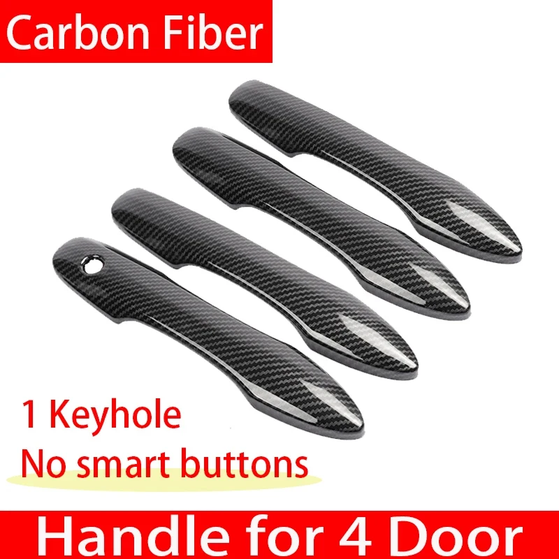 Luxurious Carbon Fiber Chrome Door Handle Cover Trim - Anti-Scratch Car Accessories