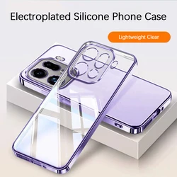 Luxury Plating Thin Soft Phone Case - HD Transparent Silicone Shockproof Back Cover for OPPO Find X9s (PURPLE)