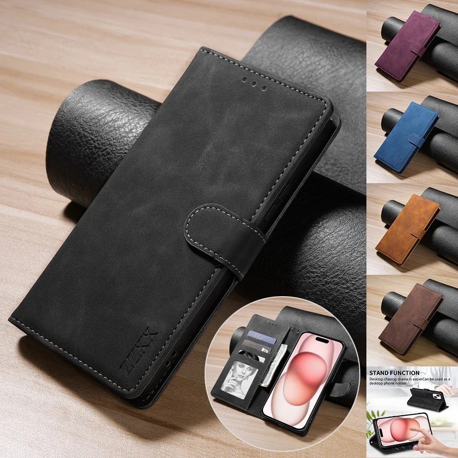 Multifunctional Magnetic Flip Leather Wallet Case with Card Slots and Photo Frame - Anti-Drop Cover