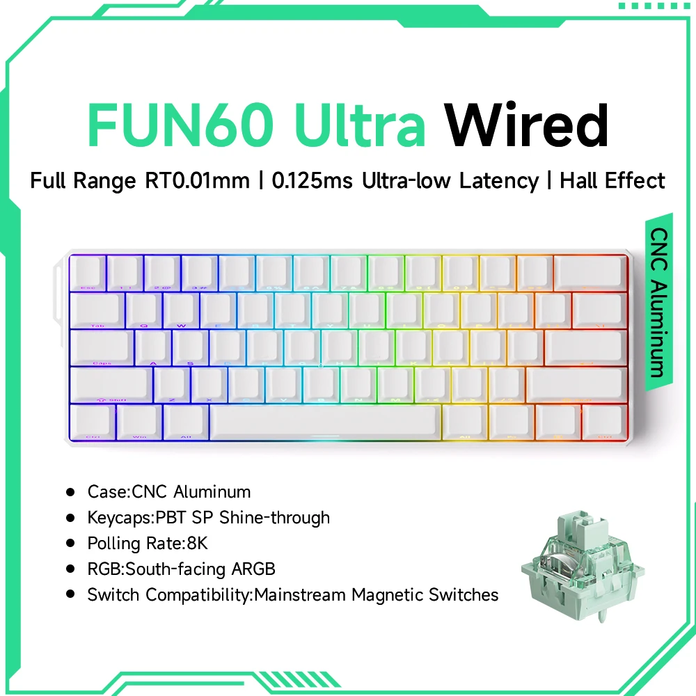 キーボード Akko MonsGeek FUN60 Ultra Trimode TMR W FUN60 Ultra Magnetic Switch Keyboard - MonsGeek
