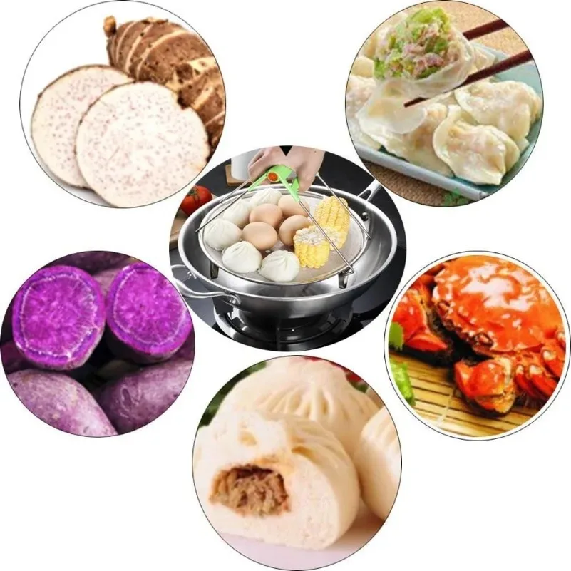 1pc Stainless steel steamer steaming tray thickened steamer household steaming grid kitchen bread steamed buns