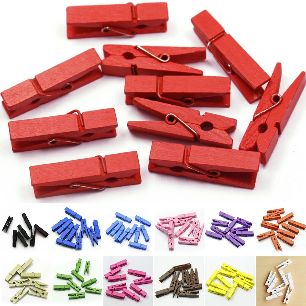 

20Pcs Colorful Wooden Clips Spring Photo Clips Clothespin Party Wedding Craft Decoration Clips School Office Supplies