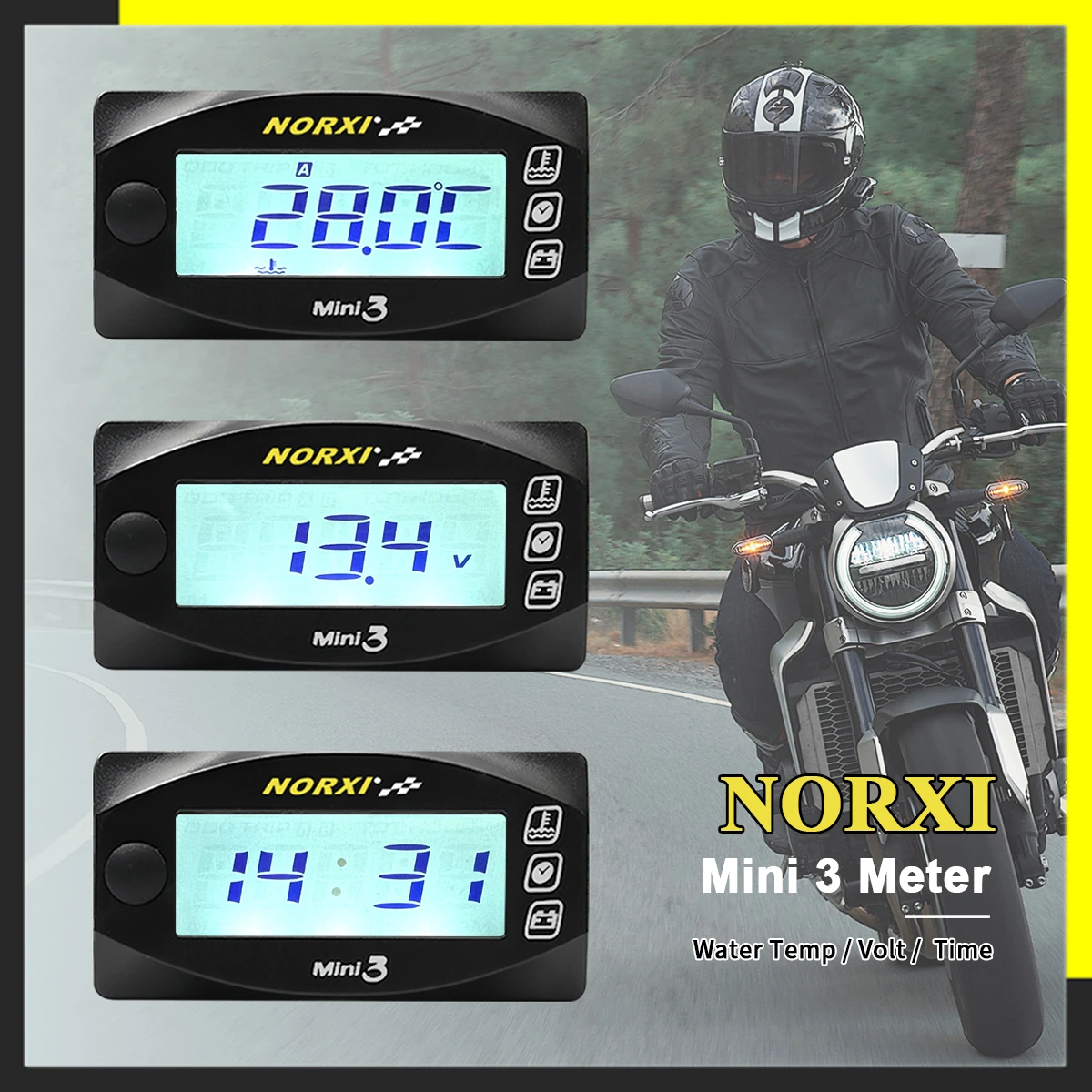 KOSO Mini3 Motorcycles Thermometer Voltmeter Timer For YAMXHA NMAX XMAX
