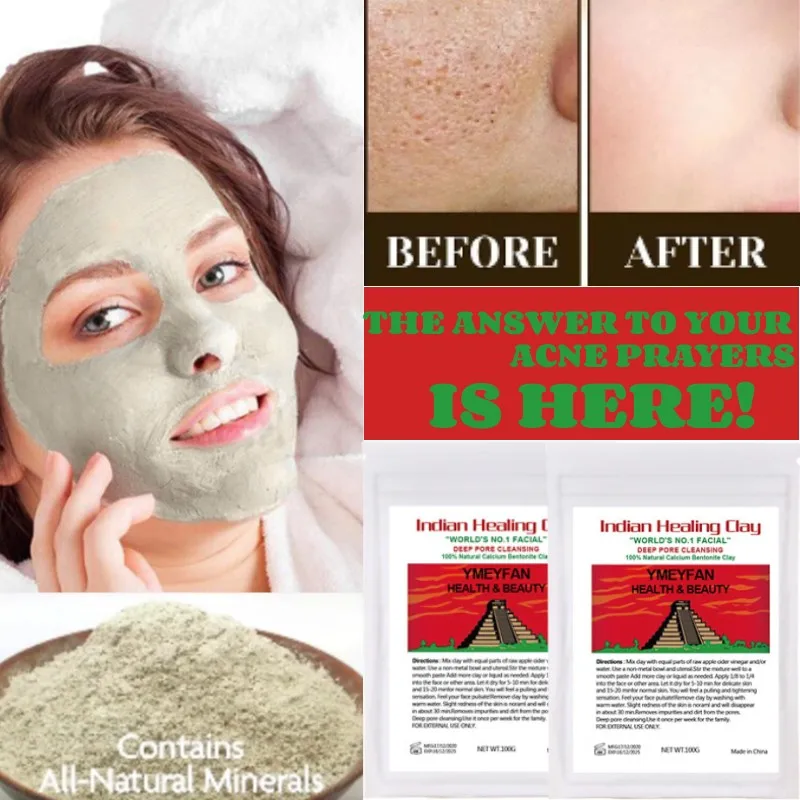 

Care Indian Healing Clay Facial Mask Blackhead Remover Deep Cleansing Brightens Skin Tone Shrink Pores Moisturizing Masks