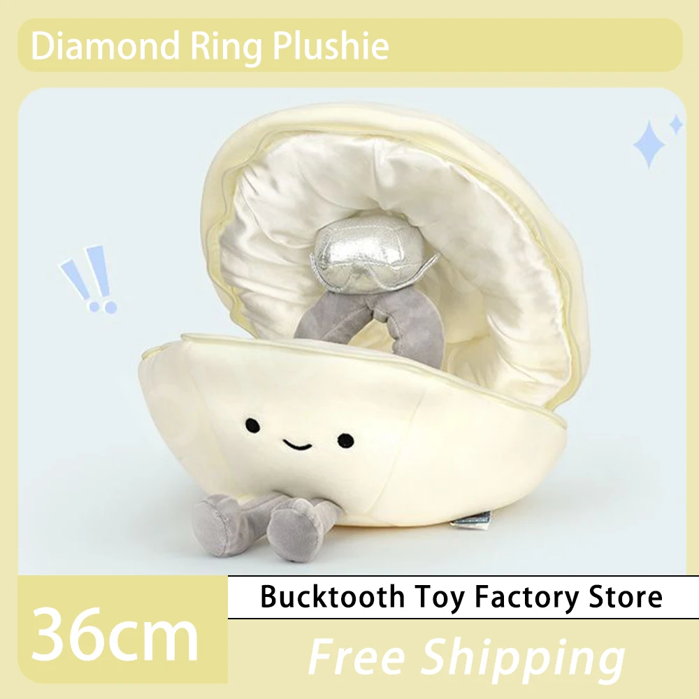 

Diamond Ring Plush Toys Plushie 36cm Diamond Within Sea Shell Shape Plush Doll Cotton Soft Filling Cartoon Valentine Day Gift