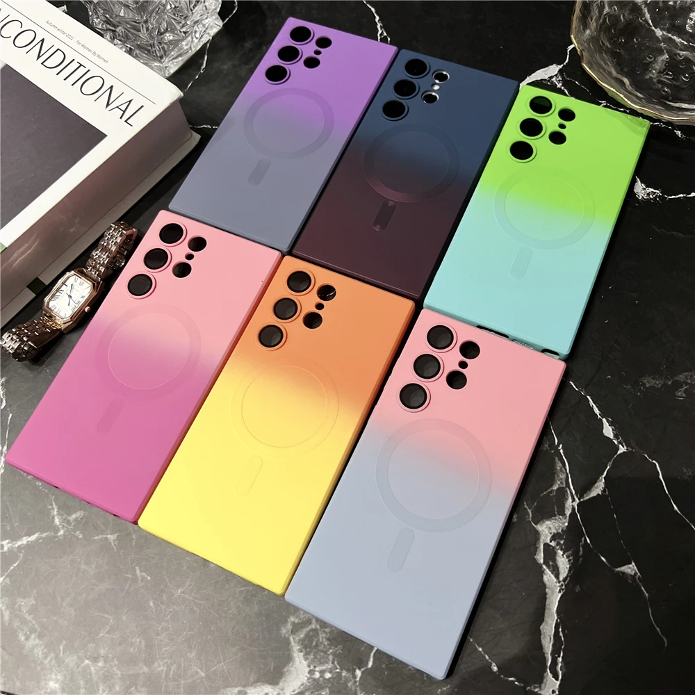 Gradient Colorful Magnetic Wireless Charging Soft Silicone Phone Case