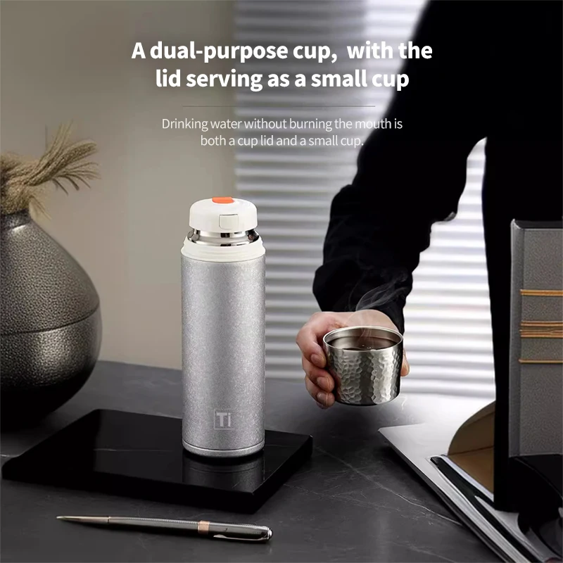 480ml Double Layer Pure Titanium Cup Vacuum Insulation Antibacterial fresh-keeping Thermal Water Bottle 4