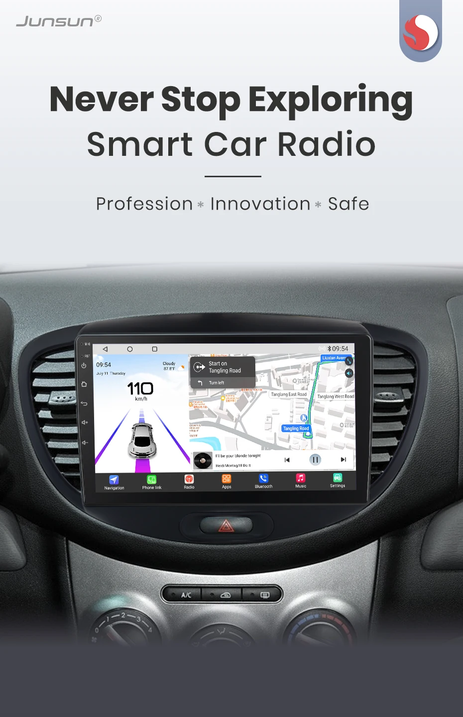 Junsun Qualcomm chip 8Core Android13 Auto Radio Für Hyundai Grand i10 2008-2012Wireless CarPlay Autoradio Stereo bildschirm Multimedi – Detail 2