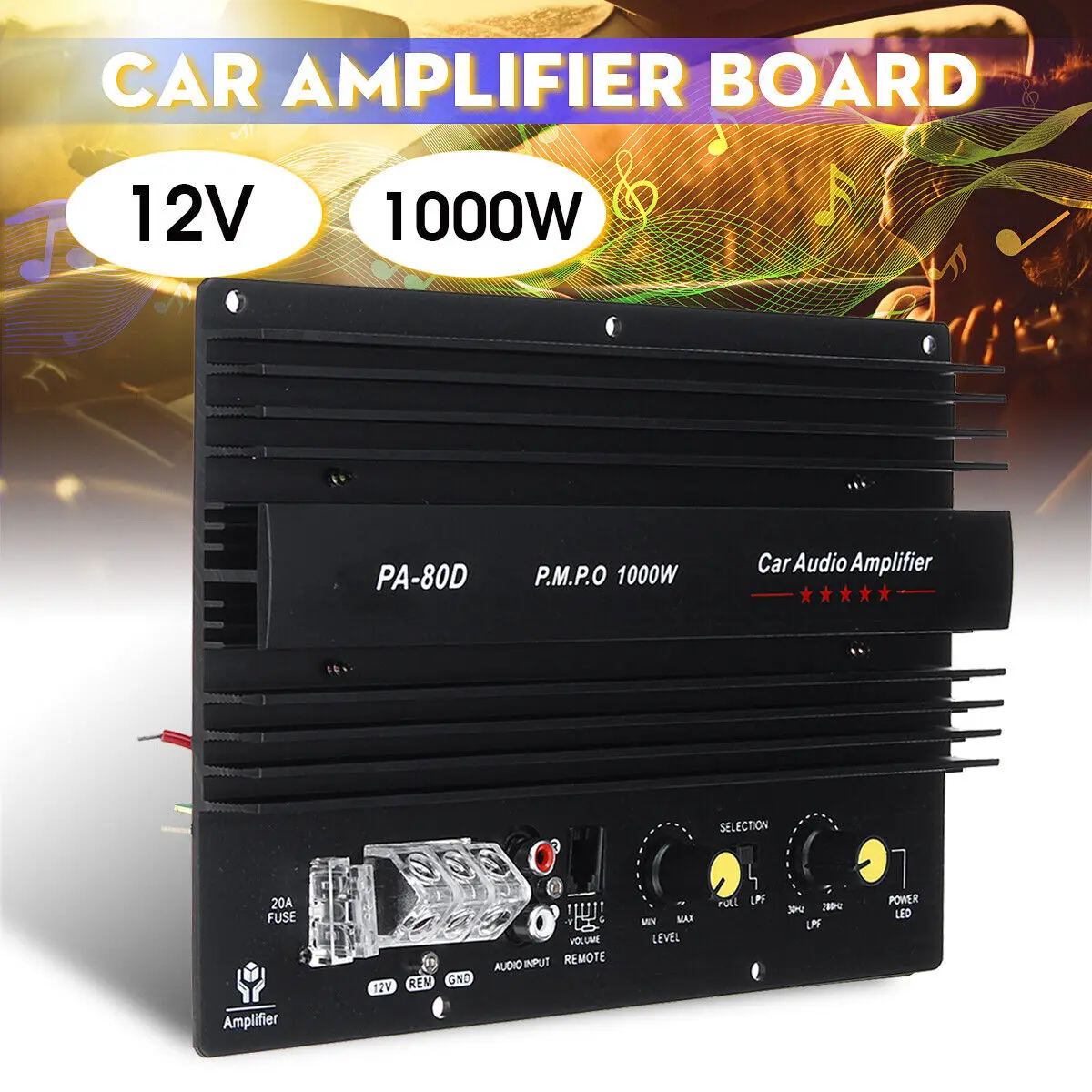 PA80D 12V Universal 1000W Amplifier Board Mono Car Audio Power
