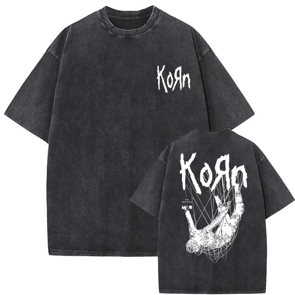 

Bestselling Rock Band Korn T-shirts Short Sleeve Men Fashion Tees Male Gothic Streetwear Men's Washed Vintage Oversized Tshirt