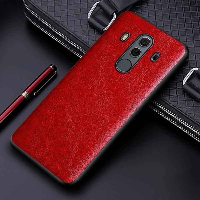 Luxury PU Leather Business Phone Cover - Solid Color Design with Soft TPU & Hard PC