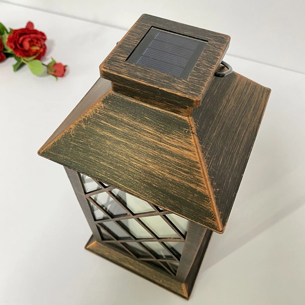 Retro Lantern Candle Twinkle Lamp LED Solar Light Outdoor Garden Hanging Decor