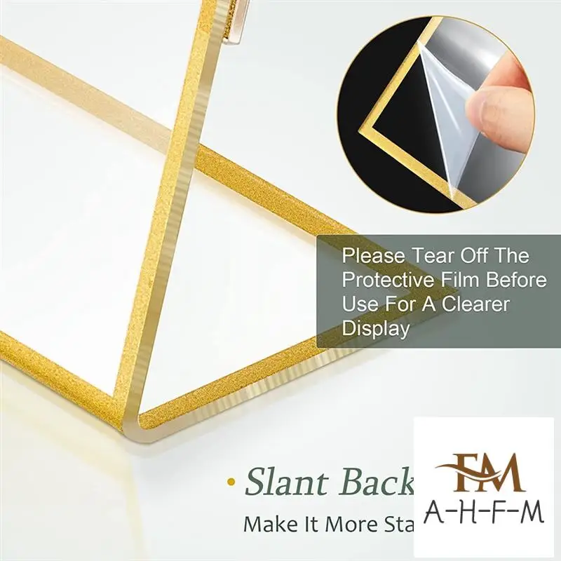 Acrylic Gold Frame, Slanted Back Table Sign Holder For Wedding Table Card Restaurant Signs Photos