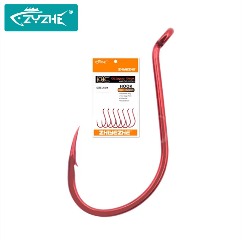 ZYZHE 8~28 Stück Rote Oktopus-Kiefer-Angelhaken aus Hochkohlenstoffstahl, 11 Größen, BKK-Haken, scharf, ideal für Süß- und Salzwasser-Angeln.