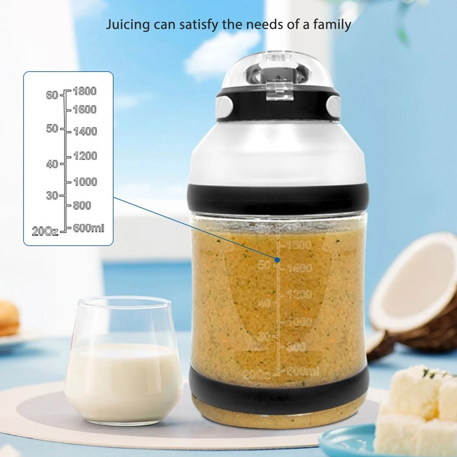 2L Sport Portable Blender with 6  Blades 18000rpm 4000mAh Type C Travel  Blender for Shakes   Blender 3