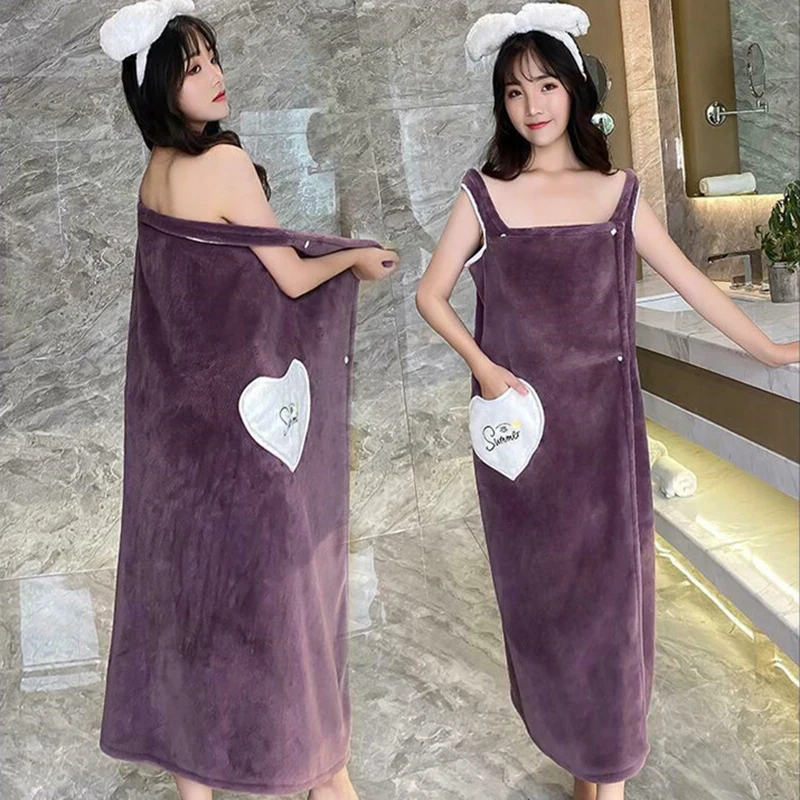 Telo Da Bagno Con Bottoni A Pressione Donna | Asciugamano Avvolgibile In Pile Di Corallo 140x80 Cm - Assorbente E Morbido