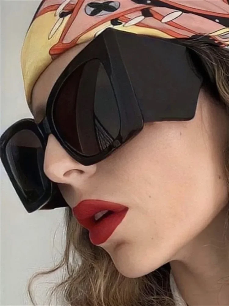 

Солнцезащитные очки в большой оправе Женские квадратные индивидуальные солнцезащитные очки 2023 винтажные Модные Преувеличенные очки с защитой UV400