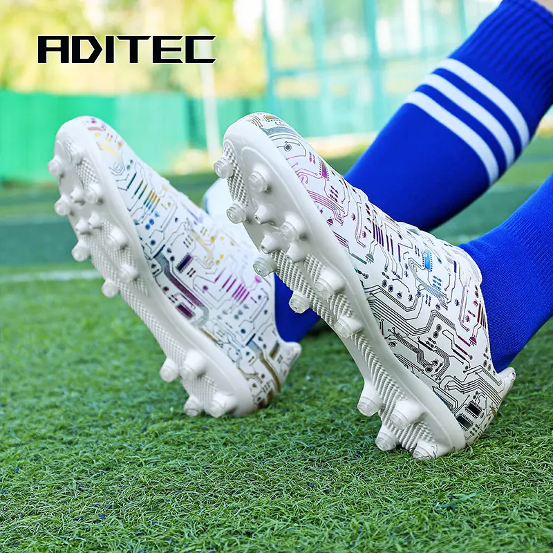 

chuteiras society professional Unisex Soccer Shoes Long Spikes HG/TF Ankle Football Boots Outdoor Grass Cleats Football futsal