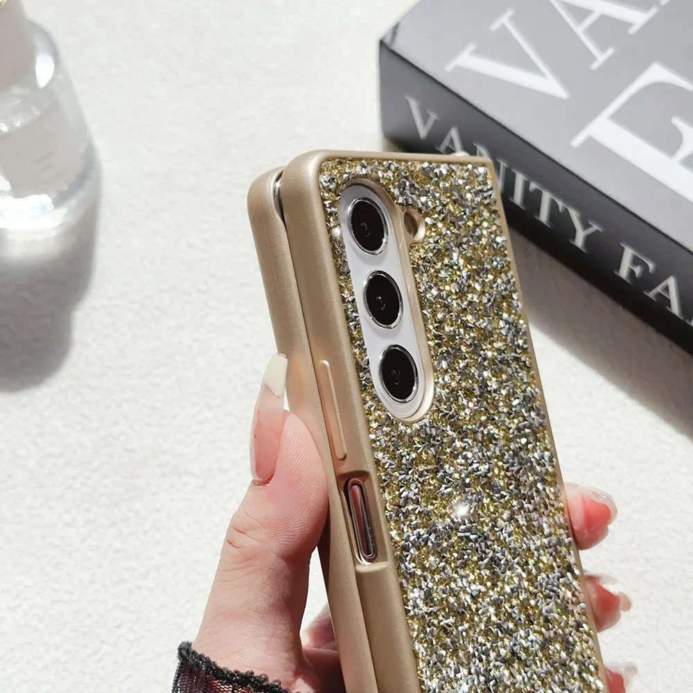 Rhinestone Glitter Sequins Trim Shockproof Phone Case with Soft TPU Frame