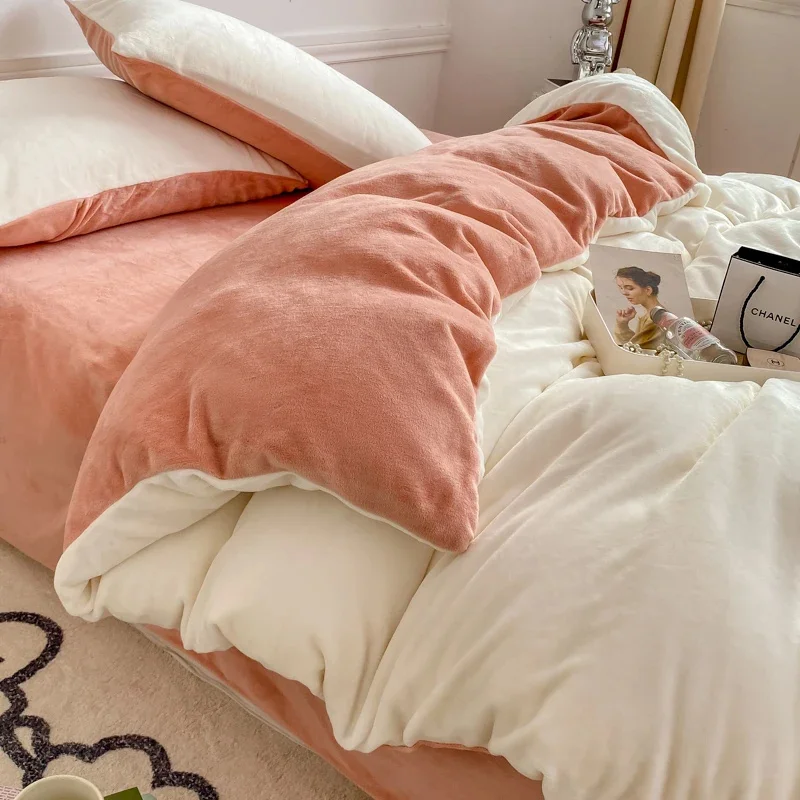 

Winter Warm Velvet Duvet Cover Skin-friendly Flannel Quilt Cover Solid Color Thickened Duvet Cover 150x200/220x240cm