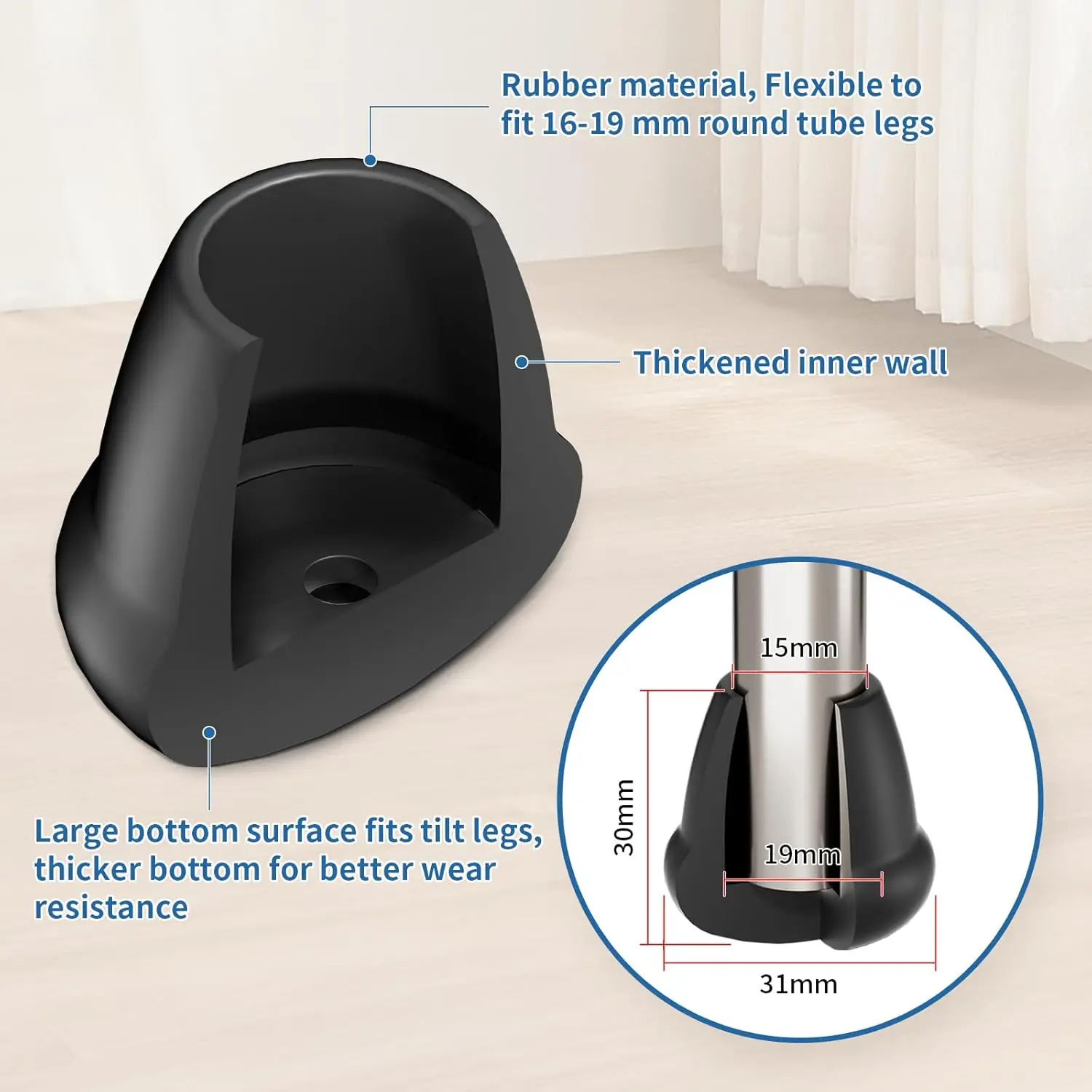 Black Chair Leg Floor Protectors Foot Cover Silicone Furniture Table Feet Protect Hardwood Floor from Scratches Chair Leg Caps Chair Leg Protector Furniture Foot Protector Furniture Leg Pads Furniture Foot Pads Furniture Leg Caps Rubber Furniture Feet Pads