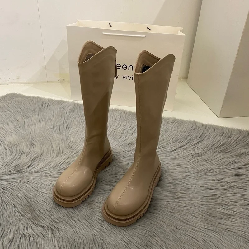 

2022 Platform Women Short Boots Woman Thick Sole Heels Ankle Knee-high Boots Ladies Fashion Non-slip Booties Autumn Winter Boots