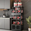 Modern Metal Kitchen Cabinets Kitchen Furniture Floor Multi-layer Living Room Storage Cabinets Microwave Shelf Storage Sideboard 4