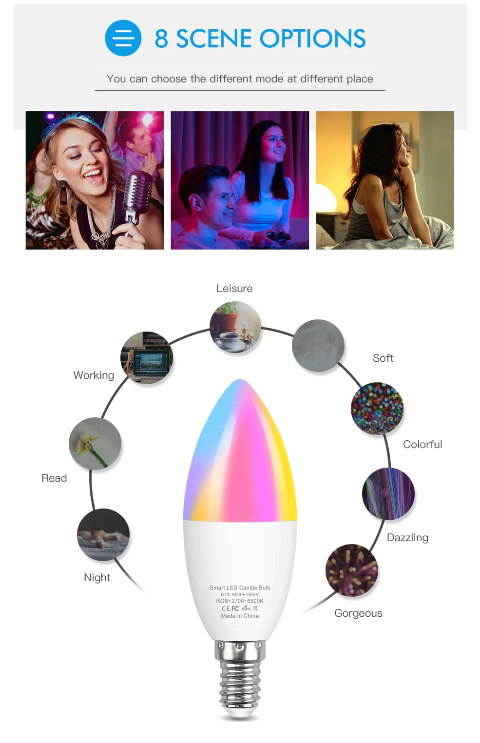 AMPOULE LED,Zigbee 2pcs E14Ampoule Led intelligente E14 Tuya Zigbee