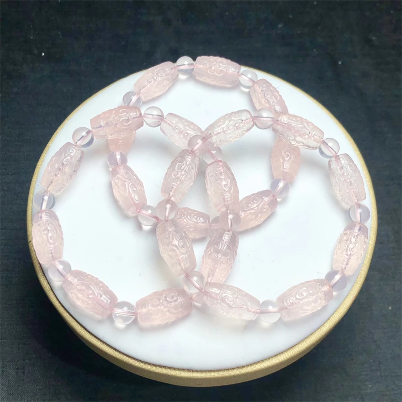 

Натуральный розовый кварц, браслет из искусственных бусин, женские обручальные браслеты из драгоценных камней, стразы из драгоценных камней, диаметром 9 х16 мм, 1 шт.
