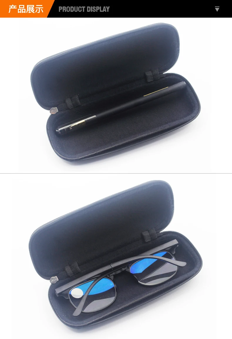 KLASSNUM Schwarz Brillenetui Lesebrille Harte Tasche Box Reißverschluss Sonnenbrillenbehälter Brillenetui Für Männer Frauen Großhandel – Detail 4