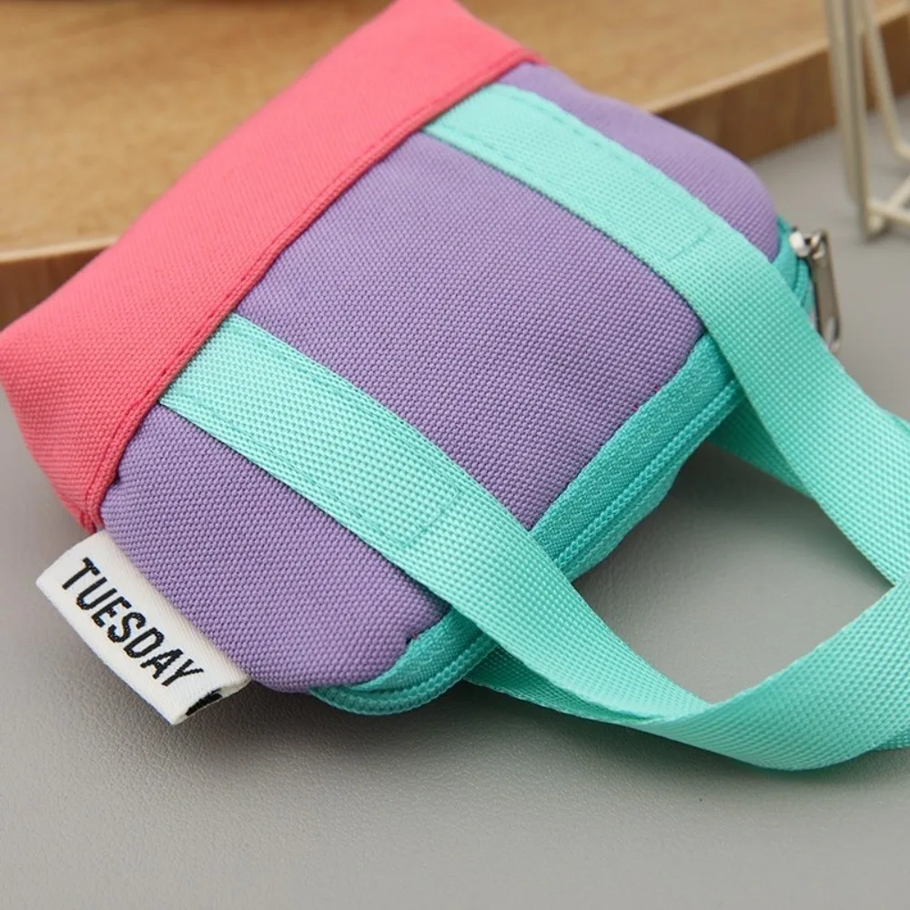 Fashionable Mini Coin Purse Canvas Dopaamine Pink Earphone Case with Wristband New Card Holder Cable Protective Cover