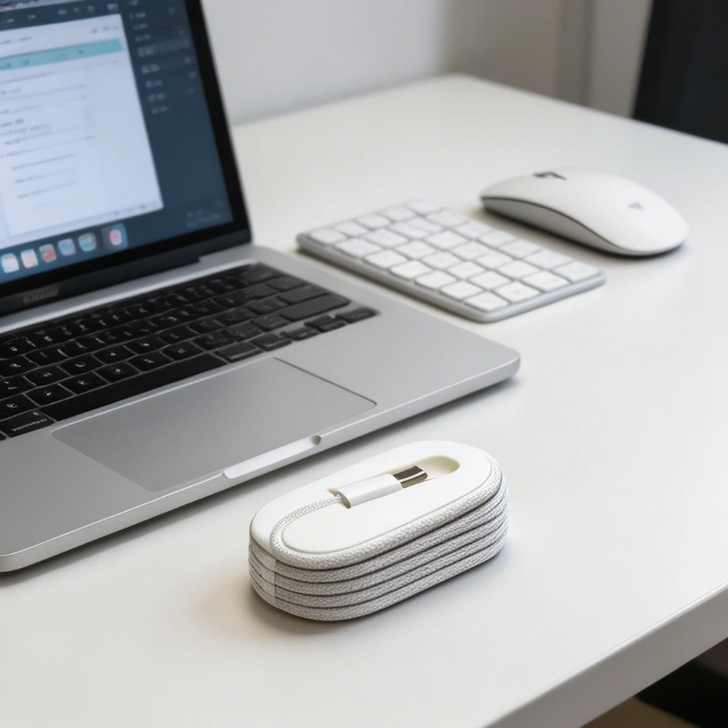 Portable Braided Cable Winder and Desktop Organizer