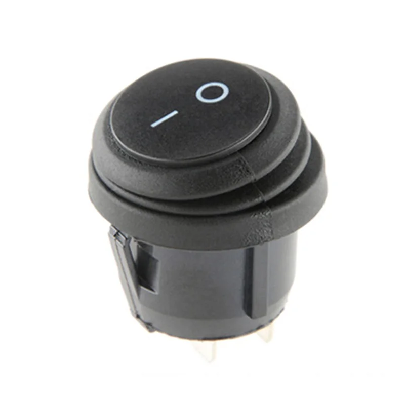 1pcs Black Waterproof 3 Position SPDT Round Boat Rocker Switch 3Pins ON/OFF/ON 6A/250V 10A/125V AC