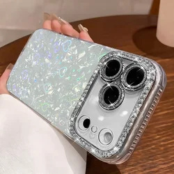 Rhinestone Glitter Shell Pattern Laser Love Heart Phone Case - Shockproof Cover with Enhanced Protection and Style - iPhone 15 Plus (Glitter White)