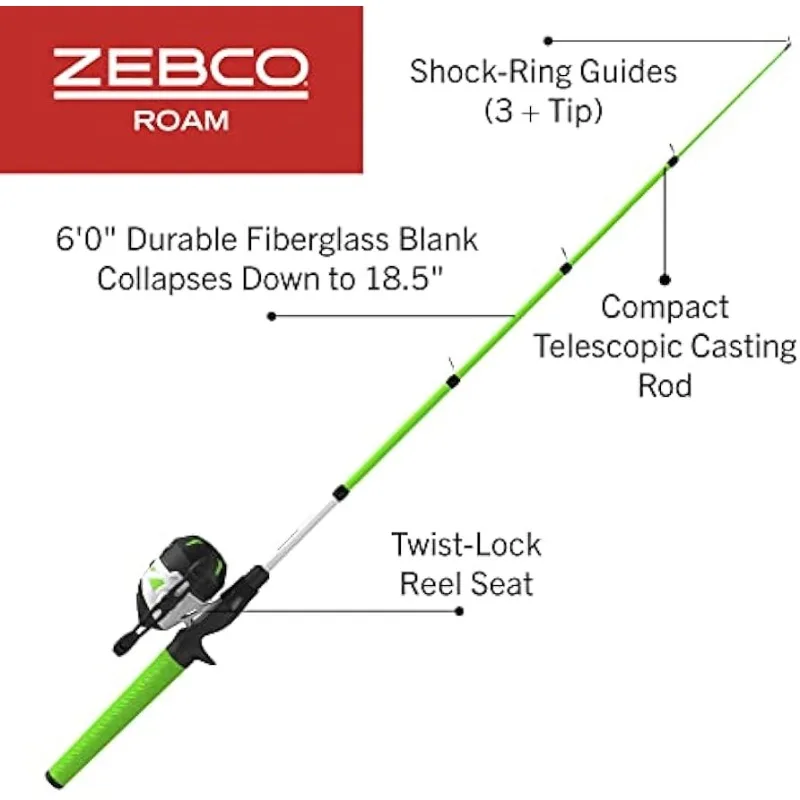 Zebco Roam Telescopic Fishing Rod and Spinning or Spincast Fishing